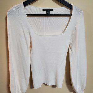Forever 21 Square Neck Ribbed Ivory Sweater Size Large